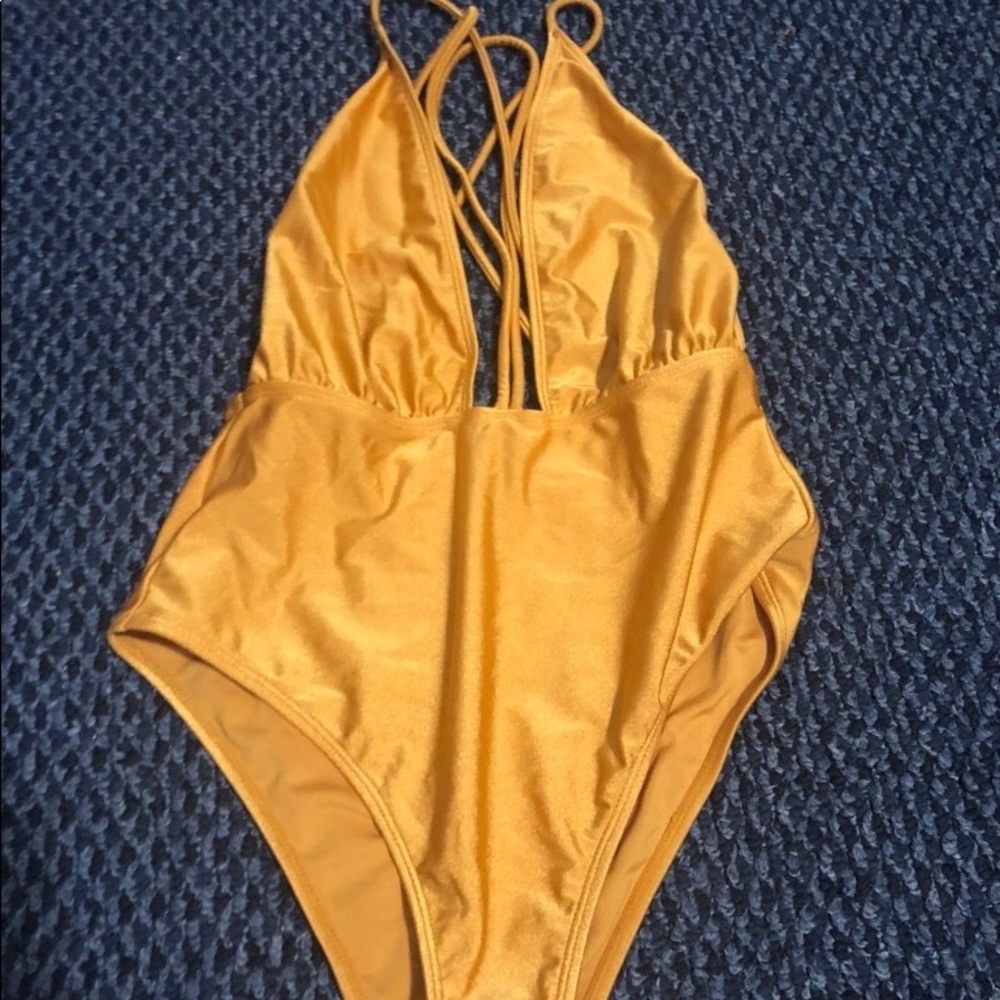 Forever 21 mustard strap one piece